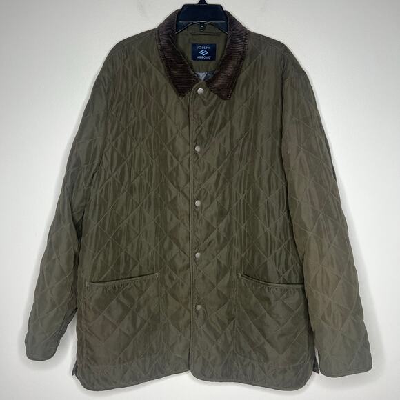 Joseph Abbound Men's XXL Quilted Barn Coat Olive Green Jacket Corduroy Collar - Picture 1 of 14